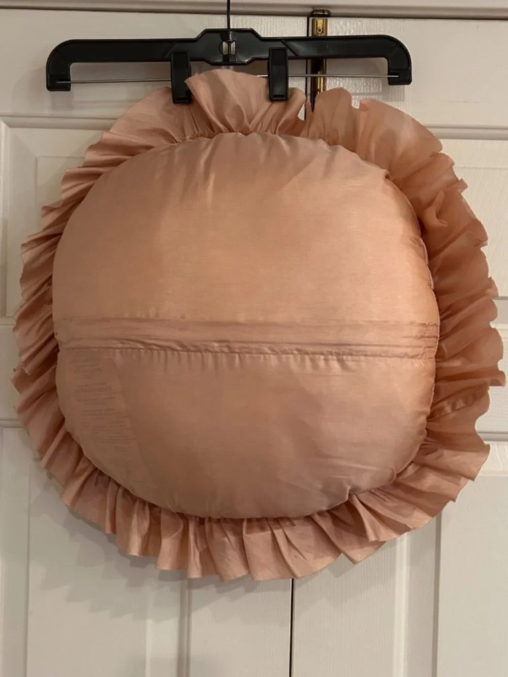 Pier 1 Pink Satin Ruffled Round Pillow 16 inches
